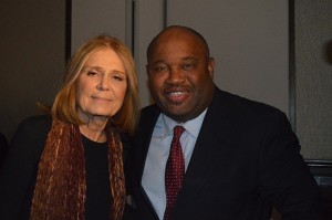 Gloria Steinem and Dominic Carter of Verizon FiOS TV Journalist 